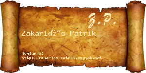 Zakariás Patrik névjegykártya